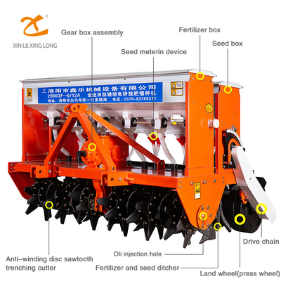 Wheat Fertilizer Seeder 2BMQF-6/12A Xinle Wheat NO--Till Wheat Seeder For Sale Disc Wheat Planter Rice Planter